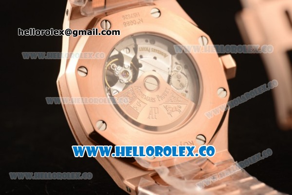 Audemars Piguet Royal Oak Clone Calibre AP 3120 Automatic Full Rose Gold with White Dial and Stick Markers (EF) - Click Image to Close